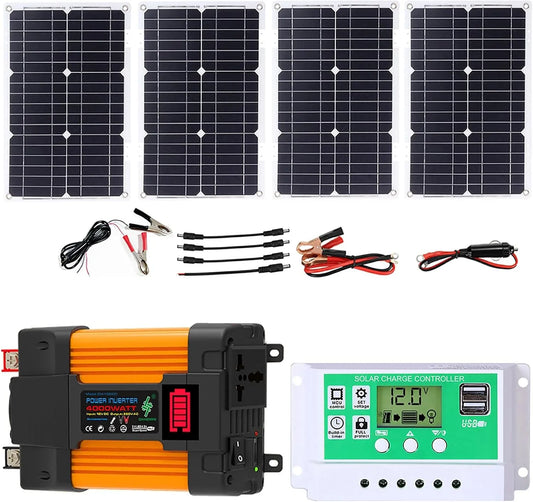 1 set 6000 W Off-Grid Solar Inverter Kit met 100 W opvouwbaar waterdicht paneel en 50A-controller voor campers en campings 4000 W met 6000 W
