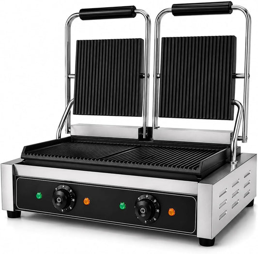 Elektrische panini-grill met deksel met 240 x 230 mm, 310 x 362 x 210 mm, 360 x 240 mm, 430 x 362 x 210 mm, 490 x 240 mm, 570 x 362 x 210 mm, 50–300°C