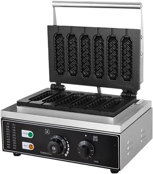 Maïs Hotdog Machine, Hotdog Wafelijzer, 5 Min Timer, 6 Stuks Wafelstokjes Maker, Elektrische Maïs Hot Dog Machine, Krokante Franse Maïs Hotdog Machine