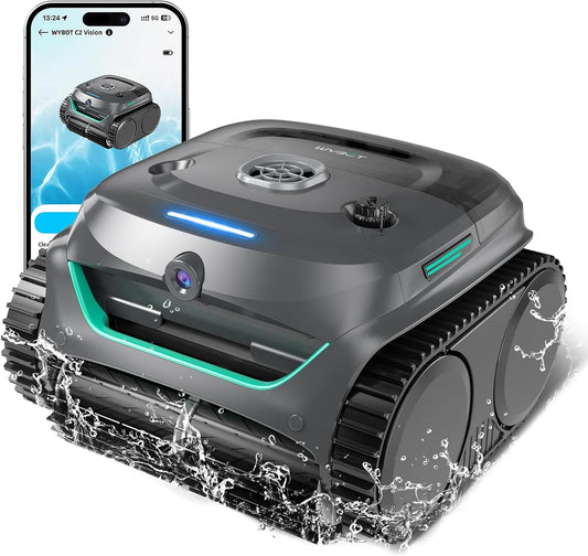 Zwembad C2 met zwembadrobot vloer en wand, borstelloze motor, voor verzonken zwembaden tot 180 m2, tweelaagse filtering en krachtige zuiging
