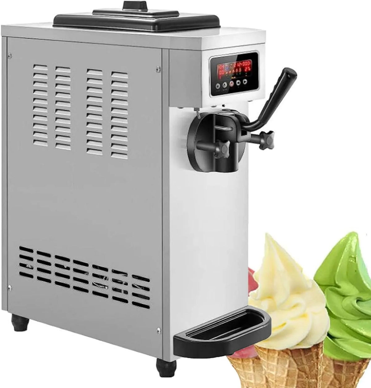 Machine met 1500 W, 2L, 18-20 L, digitaal display en RVS, 1500 W Soft-Serve Maker met LED-display