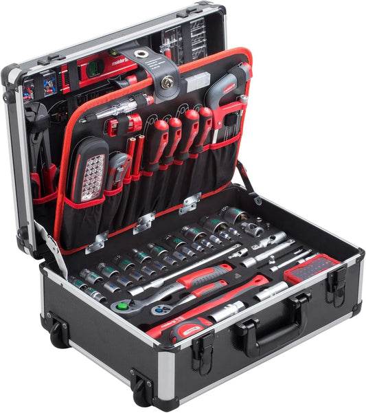 Meister 8971440 8971480 Gereedschapstrolley met aluminium, voor bouwplaats en werkplaats en zwart