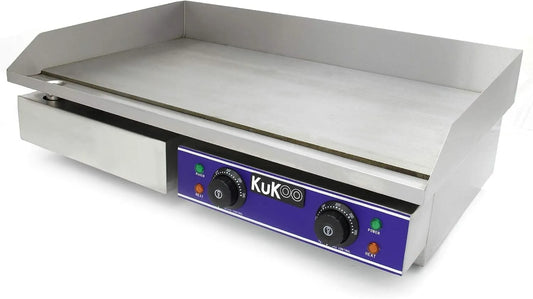 KuKoo 70cm Elektrische Bakplaat met 70cm, 300 °C, regelbare thermostaat en RVS