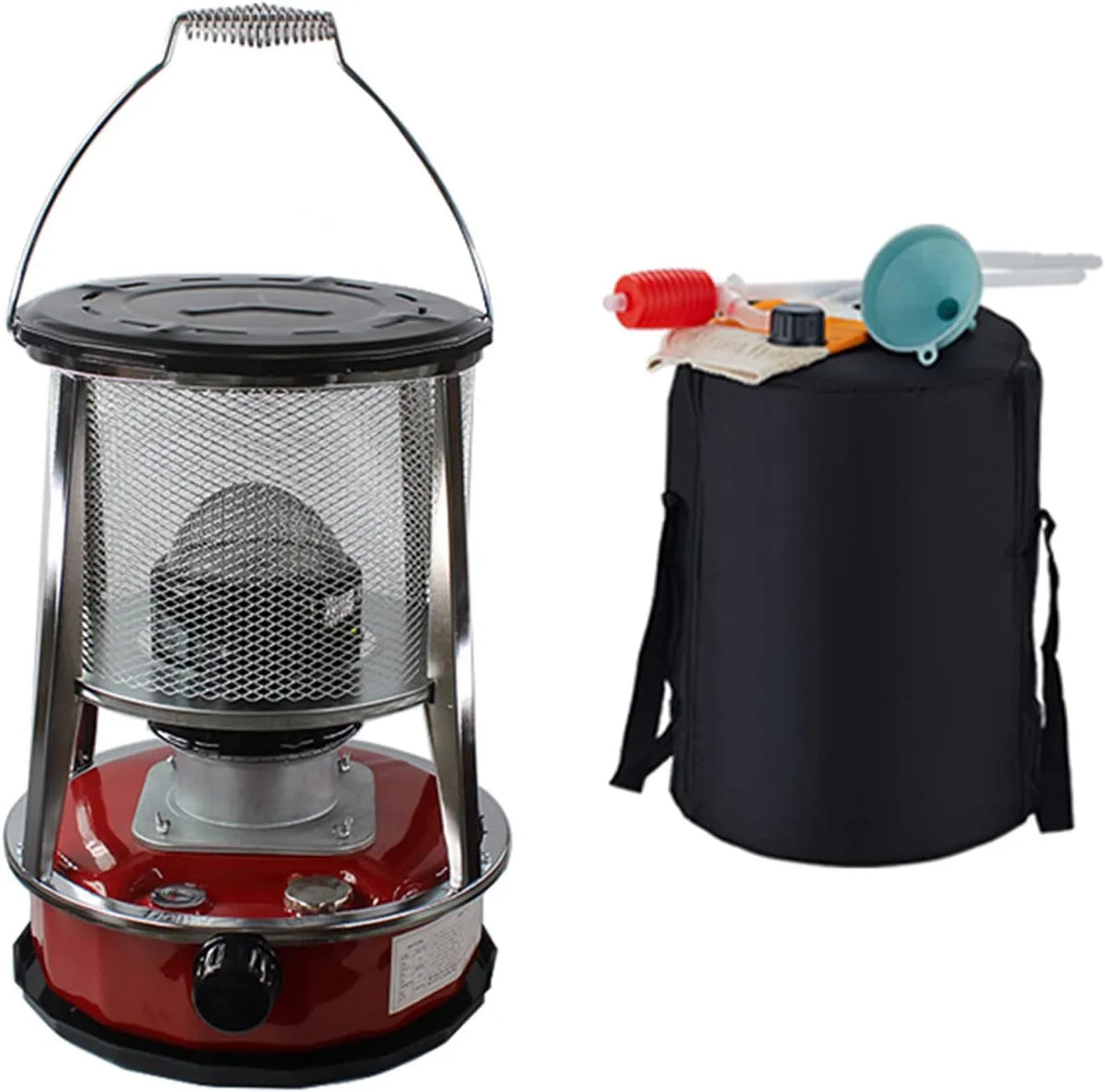 Petroleumkachel, 32 x 32 x 46cm, rood-32×32×46cm, Kerosine Kachel Binnen, Draagbare Petroleumverwarmer, Mobiele Petroleum Heater Zonder Elektriciteit