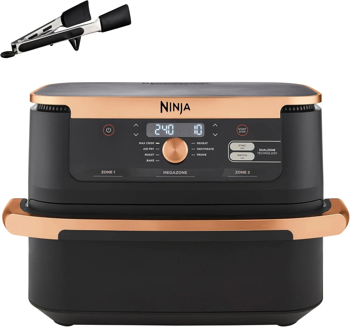Airfryer, Ninja AF500EUCP, Dubbele Zone met Verdeler, zwart, Max Crisp
