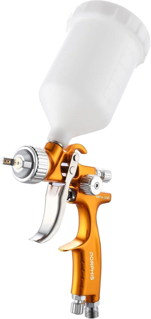 PORPHIS HVLP Automotive Refinishing Spuitpistool MPH-338 0.8mm Nozzle Paint Spuitpistool MPH-338 met 0.8mm en geel