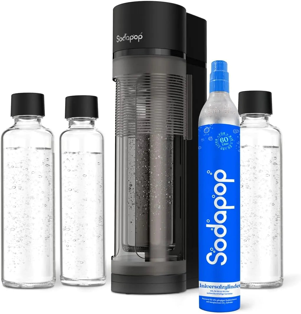 Machine, hoogte 42,6 cm, mat zwart, Sodapop Spoelmachine CO2-cilinder