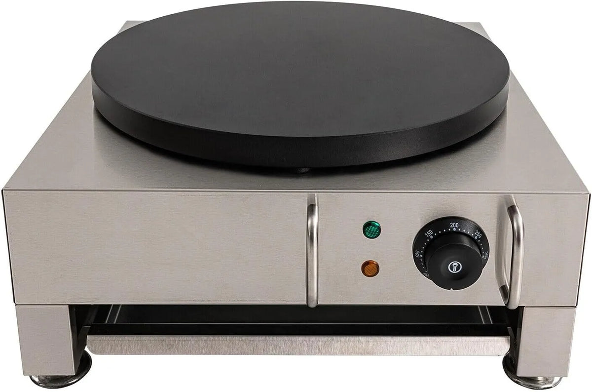 Machine, 2,8 kW, 50-300 °C, crêpepan van RVS, Elektrische pannenkoekenmaker, pannenkoekenmachine, pannenkoekenmaker voor pannenkoeken, spek, eieren