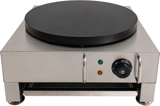 Machine, 2,8 kW, 50-300 °C, crêpepan van RVS, Elektrische pannenkoekenmaker, pannenkoekenmachine, pannenkoekenmaker voor pannenkoeken, spek, eieren