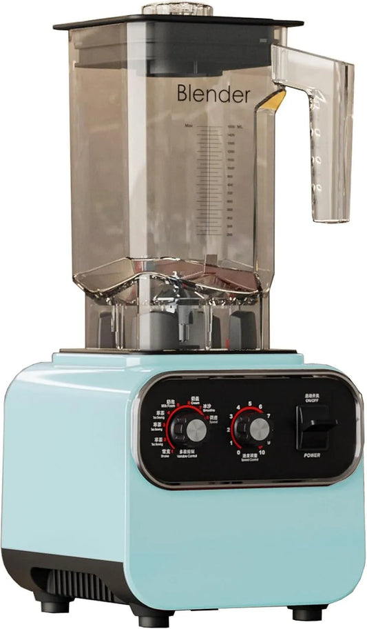 Blender, 10 Snelheden, Melk Commerciële Blender Van 2 Liter, formaat : 220V, Notenboters, Soepen, Dipsauzen, Hummus, Color : blauw