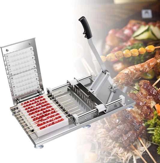 Barbecue, BBQ-spiesmachine, draagbare roestvrijstalen spiesmaker voor efficiënte vleesspiesjes