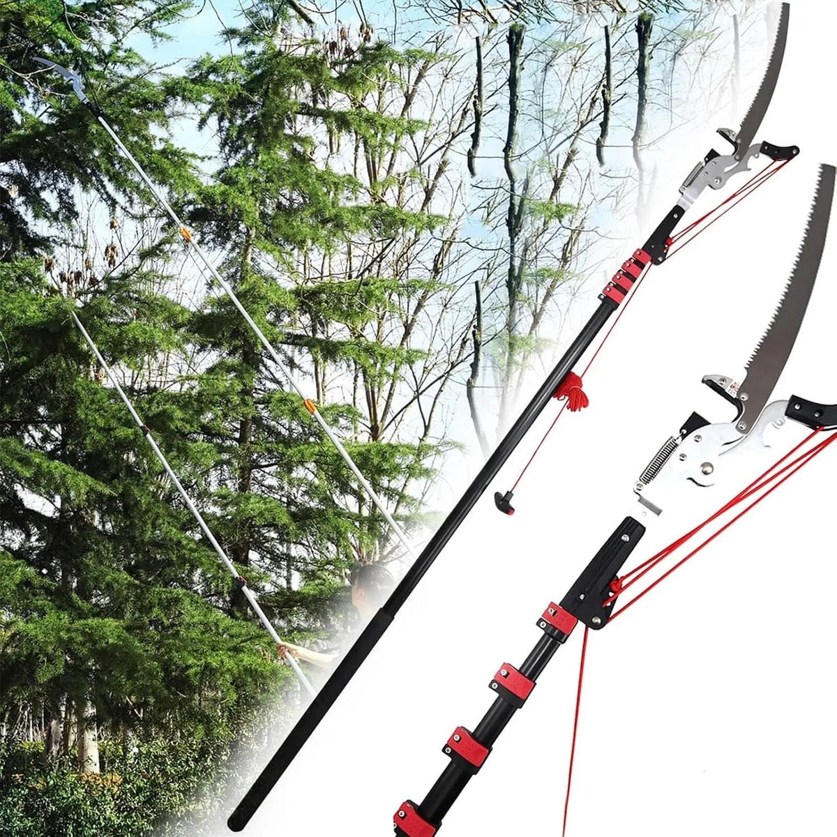 Zaag, uitschuifbare boomsnoeischaar 7m/24ft, Professionele telescopische stokzagen, in hoogte uitschuifbare snoeizaag, Een hoge
